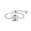 Anillo de Plata con Cristal de Circonita y Cadena Ajustable